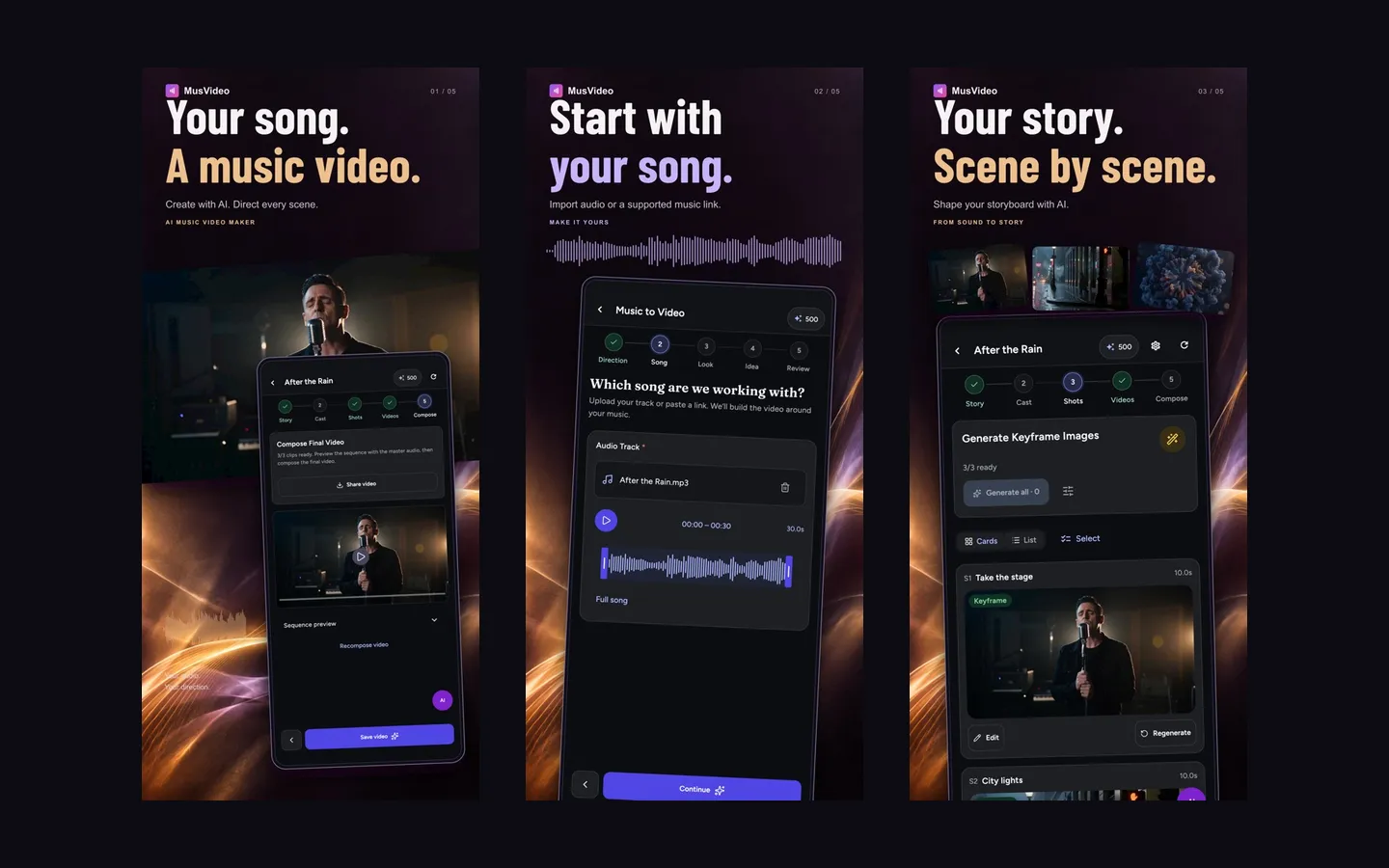 MusVideo iOS app (official App Store listing) — storyboard-based AI music video generator