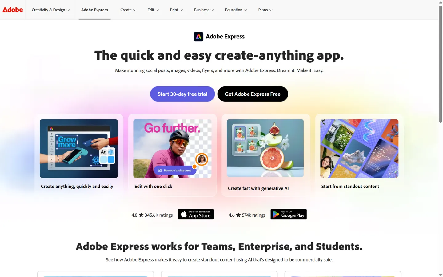 Adobe Express — free lyric video creator with Adobe Stock templates and no watermark on free exports