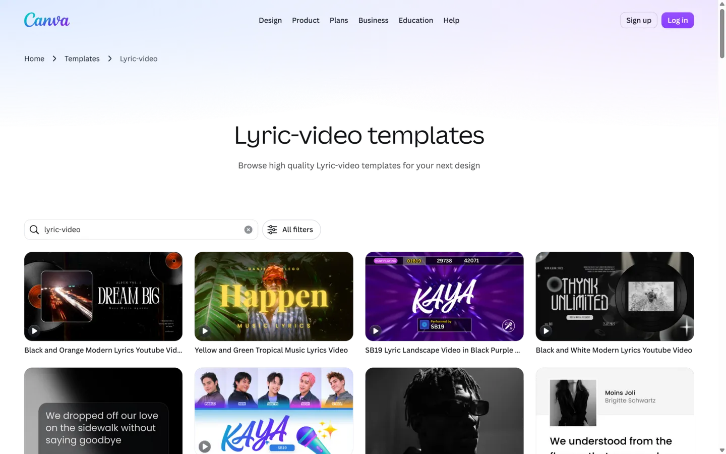 Canva lyric video templates — 20,000+ customizable template designs
