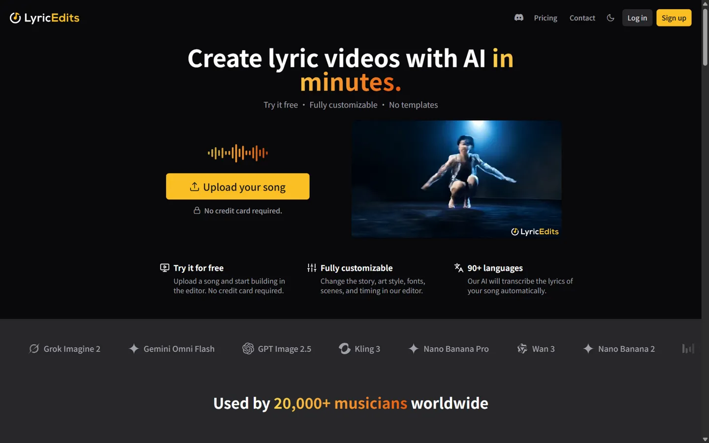 LyricEdits — AI lyric video generator that transcribes lyrics and generates meaning-matched AI artwork