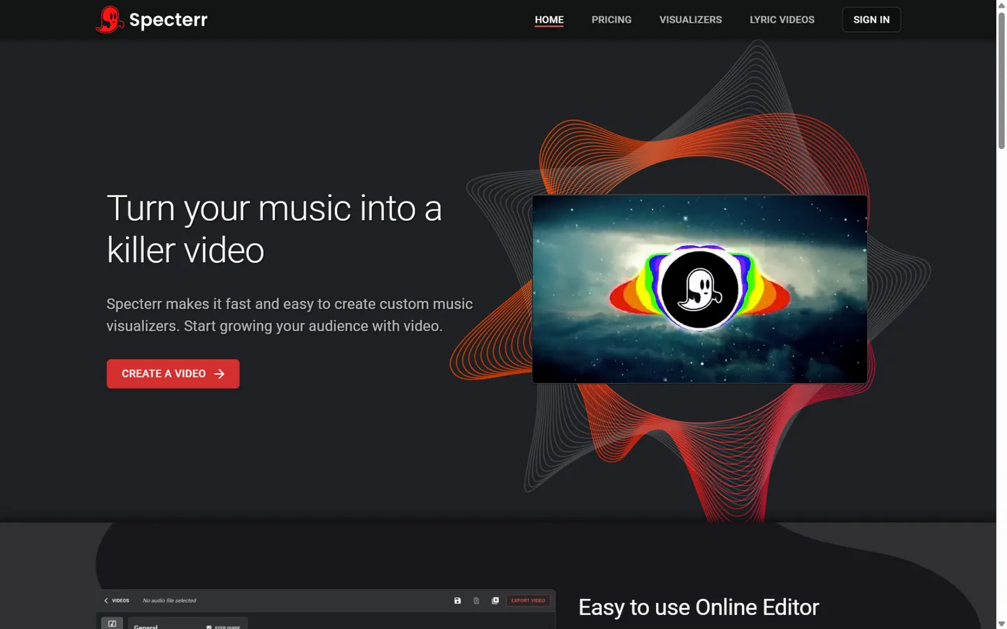 Specterr — create music visualizers and lyric videos online with cloud rendering