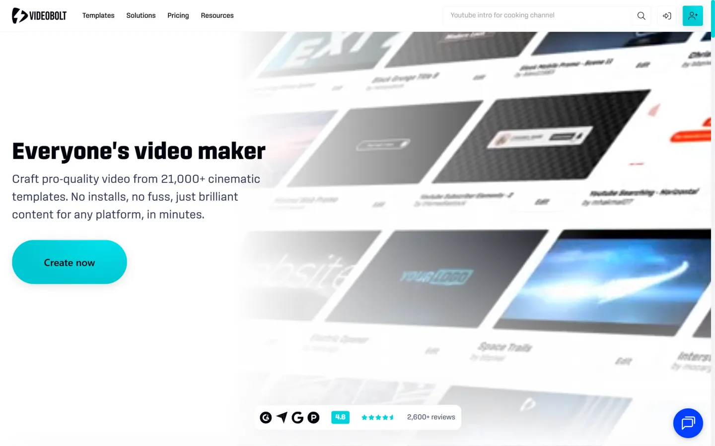 Videobolt — 21,000+ cinematic music video templates with AI lyric synchronization and cloud rendering